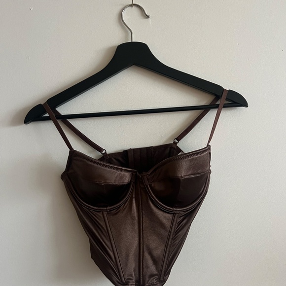 Brown satin corset top - Picture 2 of 4